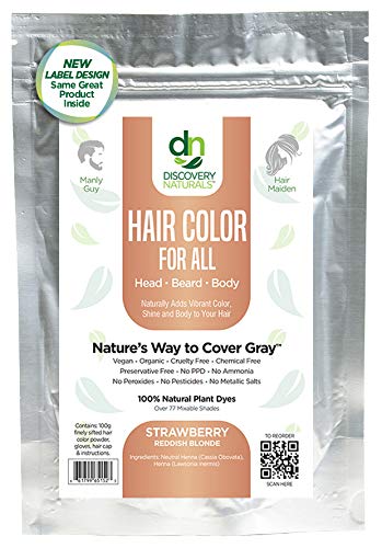 Red Henna Hair Color For All Kit | 100% All Natural Hair Dye & Beard Dye Powder (Strawberry Reddish Blonde) Organic, Herbal & Vegan Chemical & Cruelty Free Permanent Gray Coverage & Tinting