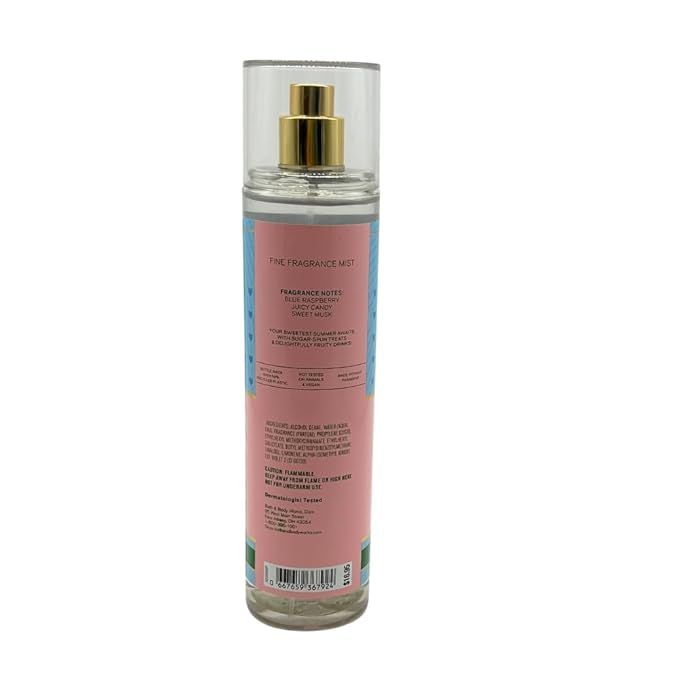 Bath & Body Works BLUE RASPBERRY BURST Fine Fragrance Mist Gift Set with a Red Bow for Holidays 8 fl oz - Pack of 2