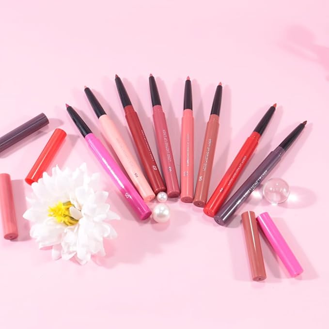 Gel Lip Liner Pencil for Women, Nude Pink Matte Long Lasting Lip Liner Lipstick 24 Hour, High Pigmented Lips Makeup Retractable Liners Waterproof Smudge Proof, Vegan & Cruelty-Free 01