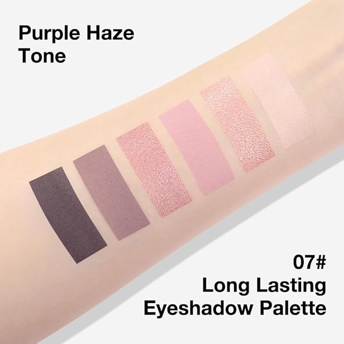 Kaely 6 Colors Mini Pink Eye Shadow Palette Makeup, Neutral Matte Shimmer Eyeshadow Palette for Older Women Highly Pigmented Waterproof, paleta de sombras de ojos, Vegan & Cruelty-free, 07