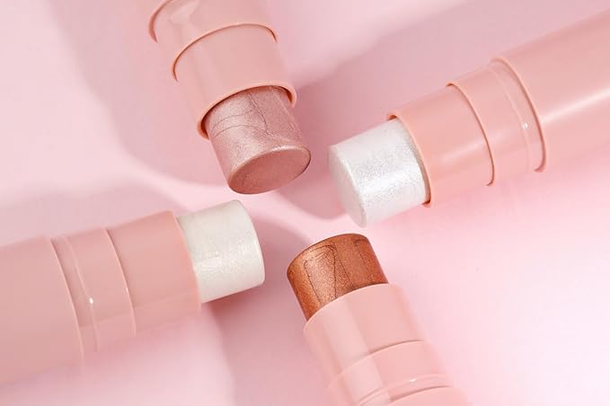 YazzBeauty Makeup Highlighter Stick with Brush– Sun Shimmer White | Brightening & Glowy Finish | Lightweight Formula for Face