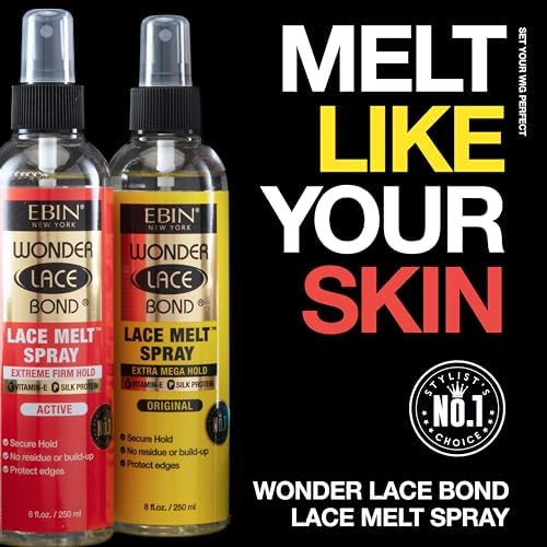 Wonder Lace Bond Melt Spray 3.39 Fl Oz / 100 ml - Extra Mega Hold (Original) | Flawless,Natural, and Sea mleass finish, No Reside, Long Lasting Formula with Protecting Edges, Perfect for wigs