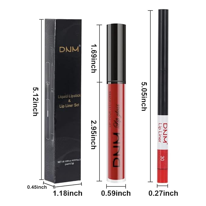 evpct 2Pcs Dark Oxblood Red Matte Lip Liner and Lipstick Combo Lip Gloss Stains Pencil Makeup Set Women Long Lasting 24 Hours Liquid Lipstick and Lip Liner Set labiales mate 24 horas originales