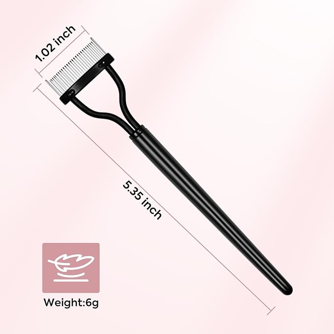 Foldable Eyelash Separator Comb, Stainless Steel Curved Lash Definer, Mascara Comb & Clump Remover Tool for Natural, Flawless Lashes