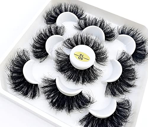 HBZGTLAD 5 Pairs 25mm 3D Mink False Eyelashes with Custom Natural Mink Lashes, Handmade, Reusable, Black