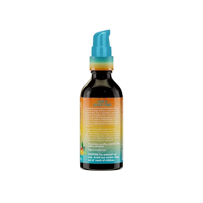 Mielle Organics Mango & Tulsi Nourishing 3-in-1 Hair Serum - Hair & Scalp Serum for Frizz Control, Split Ends & Moisture Balance - Strengthens & Seals Cuticles with Nutrients (12 Fl Oz)