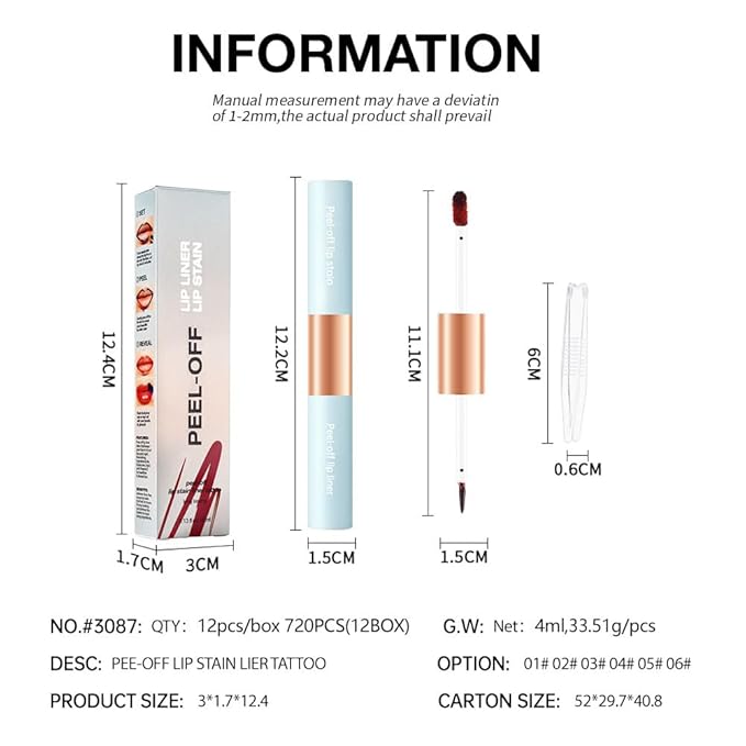 2-In-1 Peel Off Lip Stain Matte Finish Lip Liner Tattoo Peel-off Lip Tint Long Lasting All Day Lip Masque Waterproof Smudge-proof Transfer-proof Peel Off Lip Makeup, 5#terracotta