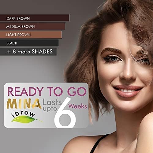 MINA iBrow Henna Hair Color Professional Tint Kit with Brush & Stain Remoer | Covers Grays-Lasts up to 6 weeks | No Ammonia No Lead | Vegan & Cruelty Free | up to 30 Applications (Medium Brown)