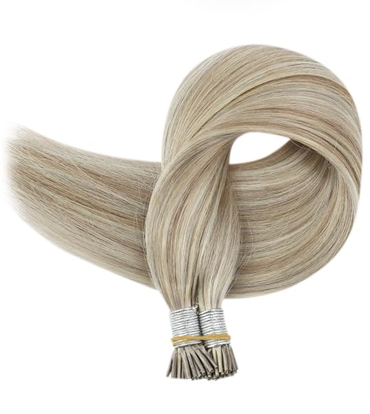 Full Shine I Tip Hair Extensions Human Hair 18 Inch Ash Blonde Highlights Bleach Blonde Itip Human Hair Extensions Fusion Extensions Real Human Hair 50 Grams