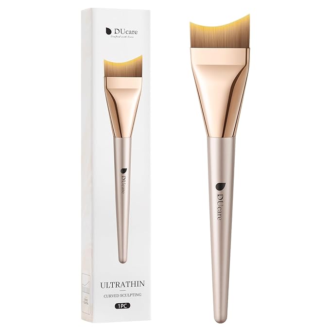 DUcare Flat Foundation Brush for Liquid Makeup, Soft and Fish Tail Shape Bristles for Seamless Application, Ideal for Liquid Foundation Cream