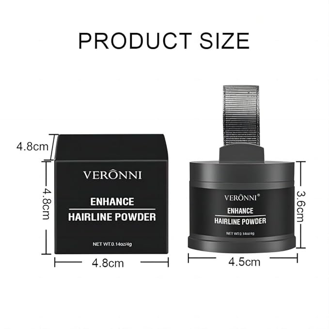 Hairline Powder Root Touch Up Hair Color, Instant Hairline Powder for Thinning Areas and Gray Hair Coverage, Natural and Non-greasy Root Cover up for Women and Men (Black, 03)