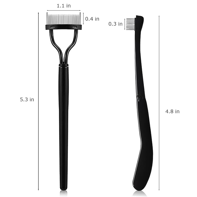 Eyelash Comb, 2PCS Eyelash Separator Tool Lash Comb Lash Separator With Cover For Girls Women Eye Makeup Brushes Separator Mascara Applicator Tools With Metal Teeth