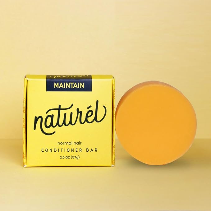 Naturel Maintain Conditioner Bar, Conditioner Bar for Hair Growth and Shine, Castor Oil and Grapefruit Oil, Vegan, Zero Waste, Cruelty Free, Made in USA