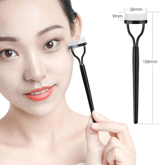 KINGMAS Eyelash Comb Separator, Eye Lash Separator Eyelash Definer Mascara Comb Applicator with Cover - Arc Designed