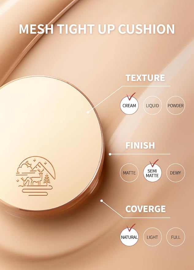 Beaudiani Mesh Tight UP Cushion Refill | Cushion Foundation | Buildable Coverage| Natural Finish | Dewy Glow Make up (01-REFILL Bright cool undertone (#21))