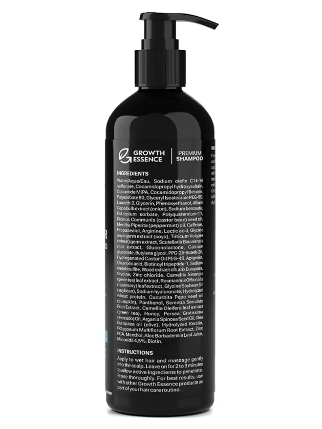 Minoxidil & Biotin Shampoo for Hair Growth - Enriched with Caffeine, Castor Oil & Onion - DHT Blocker for Thicker, Healthier Hair - Strengthening Formula for Men & Women