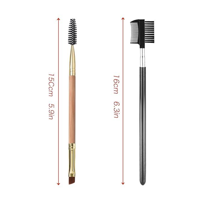 Duo Bamboo Eyebrow Brush Set - Angled Brow Brush & Spoolie Eyelash Comb