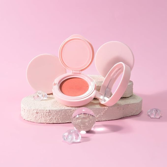 Powder Matte Blush Cheeks Face Makeup for Women With Mirror and Powder Puff Monochrome Blushes Lightweight,Smooth,Blendable,Fade and Transfer-Resistant Baked Blush,Effortless Matte Natural Finish