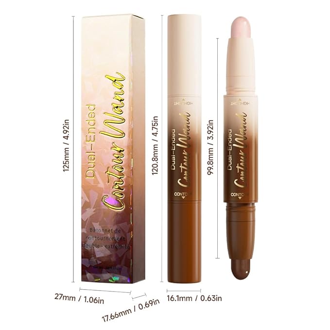 2Pcs Dual-Ended 2-in-1 Cream Contour & Highlighter Stick Makeup For Face & Body – Waterproof, Long-Lasting, Suitable for All Skin Tones, (01+03)