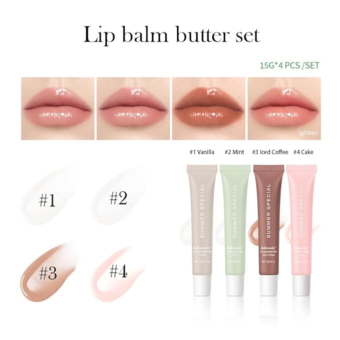 Summer Lip Glossy Butter Balm, Instant Moisture Sheer Tint, Non-Sticky, Conditioning Formula to Soothe & Repair Dry, Chapped Lips, Jelly Lip Stain with Natural Scent (#2Mint, 1Pc)