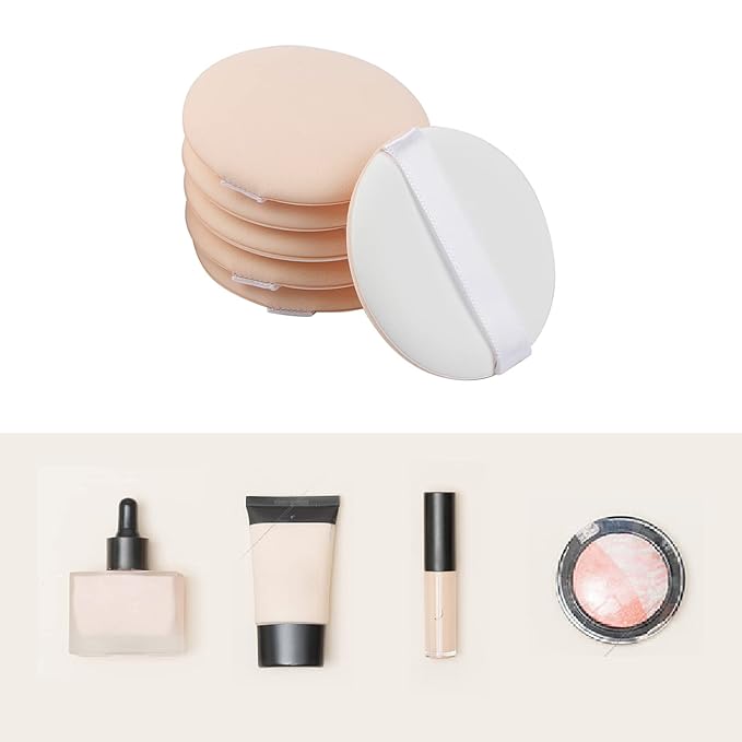 2.2 Inch 6 Pieces Small Makeup Foundation Sponge Air Cushion Powder Puff for Applying BB Cream, Liquid Cream, Shading Loose Powder, Beige