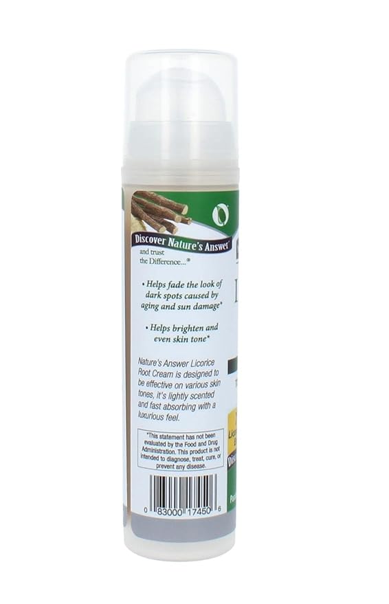 Nature's Answer Licorice Root Cream – Skin Tone Perfecting Moisturizer with 7% Licorice, Shea Butter – Age-Defying Face & Hand Cream – 1.7 oz – Alcohol & Paraben Free