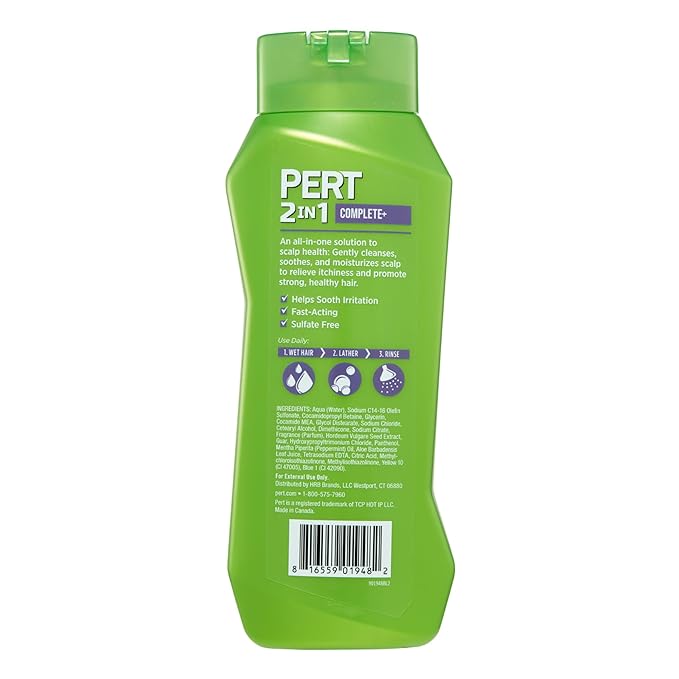 Pert 2 in 1 Complete Plus Scalp Care Shampoo and Conditioner - Itchy Scalp Treatment - Sulfate Free Shampoo and Conditioner for Healthy Hair - 25.4 oz (Pack of 2)