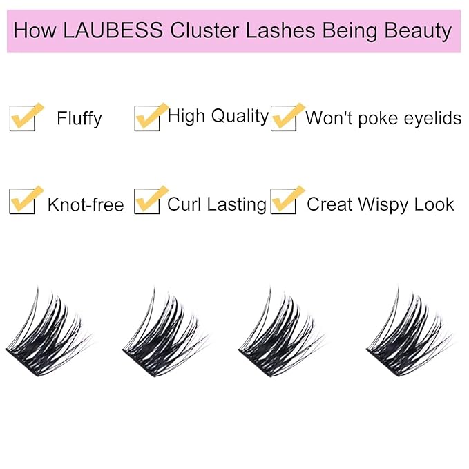 Lash Clusters 72pcs Individual Lashes D Curl Cluster Lashes Eyelash Clusters DIY Lash Extension Kit Cluster Eyelash Extensions (01-0.07D, 12mm)