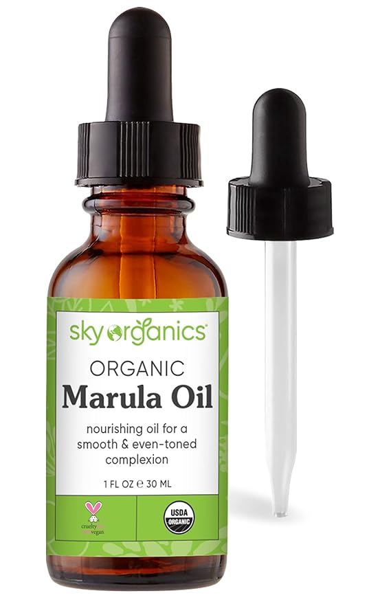 Sky Organics Organic Marula Oil for Face 100% Pure & Cold-Pressed USDA Certified Organic to Replenish, Balance & Boost Glow, 1 fl. Oz