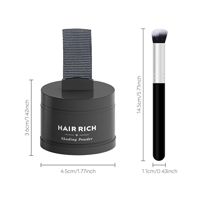 Hairline Powder with Brush Set, Root Touch Up Hair Color for Thinning and Gray Hair Coverage, Waterproof and Sweatproof Hairs Loss and Bald Spot Concealer for Men and Women-Black