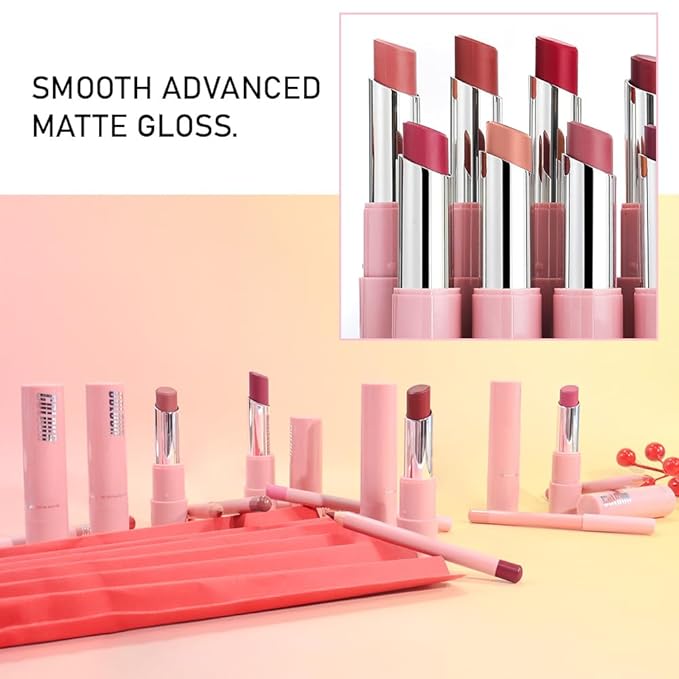 2-in-1 Brown Matte Lip Liner & Lipstick Combo Set,Lips Kit with Lip Liner Lip Stains Long Lasting Waterproof Smudge Proof for Older Women 24 Hours Lipliners Pencil Lipstick Makeup Gift Kit,Vegan