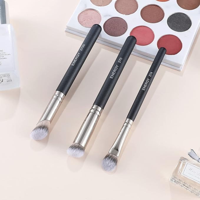 ENERGY Foundation Brushes Professional Brightening Concealer Brush Slant Angled Nose Contour Brush for Eyebrows Eyeshadow Concealer Highlighter Blending Liquid Cream Powder Makeup 270/274/270S