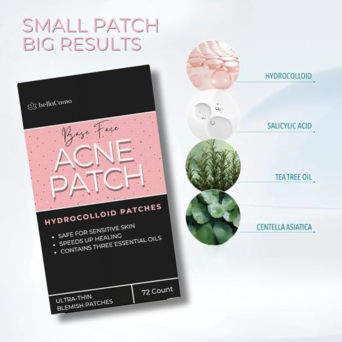 Clear Pimple Patches – 72 Ct Hydrocolloid Acne Patches w/ Salicylic Acid & Tea Tree Oil – Fast-Acting Zit Stickers for Face, Blemish & Spot Treatment – Invisible, Waterproof & Gentle for All Skin