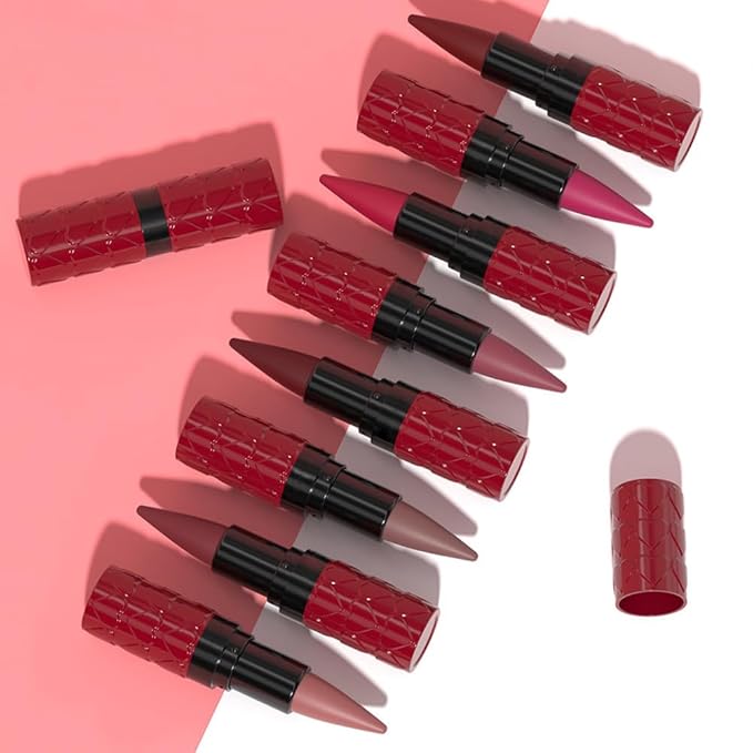 Taupe Brown Gradient Matte Lipstick Crayon Lip Liner pencil,Crayon Form and Cone Tip 2-in-1 Lip Liner and Lipstick Lip Combo Set Achieve Flawless Contour Gradual Ombre Effect lip Pencil for Old Women