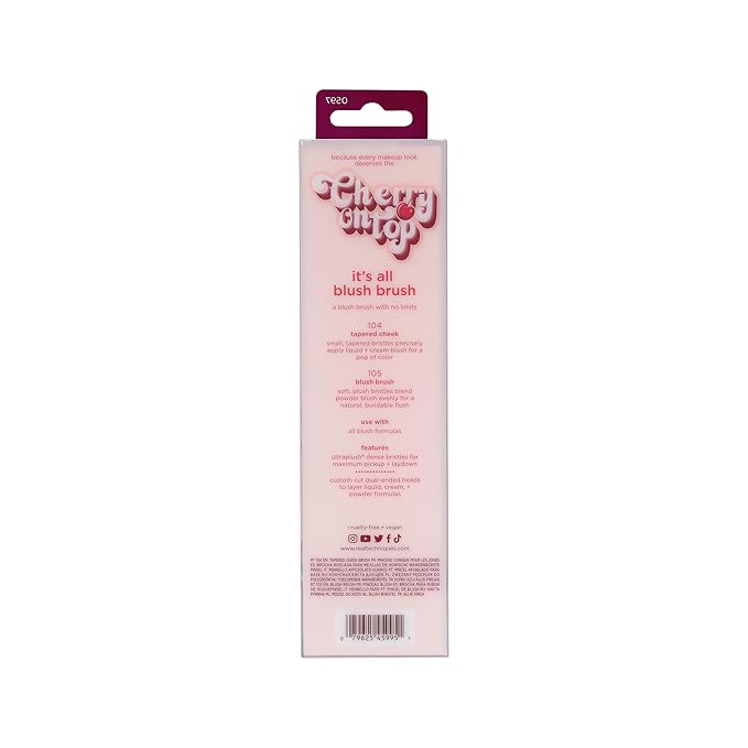 Real Techniques Cherry On Top It’s All Blush Brush, Dual-Ended & Multipurpose Makeup Brush for, Powder, Liquid & Cream Blush, Synthetic Bristles, Vegan & Cruelty-Free Face Brush, 1 Count