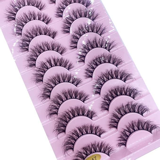 HBZGTLAD New 10 Pairs 3D Mink Lashes False Eyelashes Handmade Wispy Fluffy Long Lashes Natural Eye Makeup Tools Eye Lashes(M47)