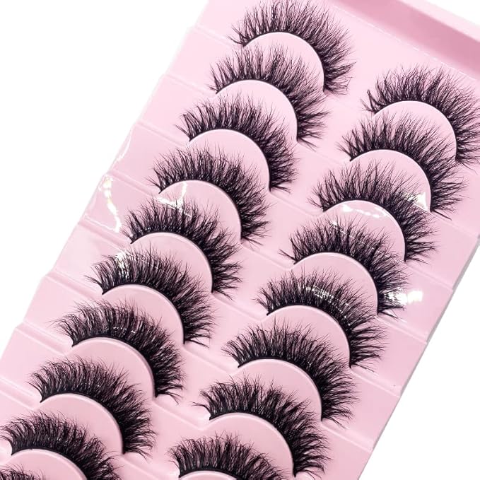 HBZGTLAD New 10 Pairs 3D Mink Lashes False Eyelashes Handmade Wispy Fluffy Long Lashes Natural Eye Makeup Tools Eye Lashes(M04)