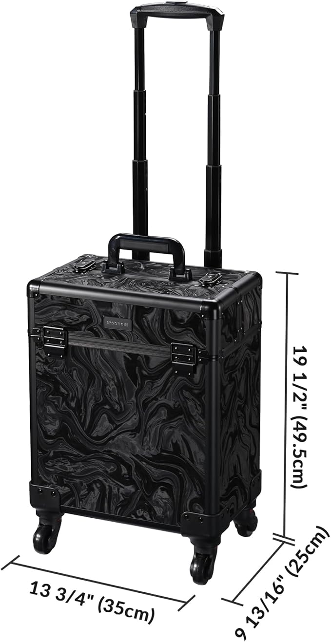 BYOOTIQUE Rolling Makeup Train Case on Wheels Cosmetology Organizer Box Professional Aluminum Cosmetic Trolley Travel Suitcase for Salon Barber Hairstylist Artist,CoyoteButtes Shadows