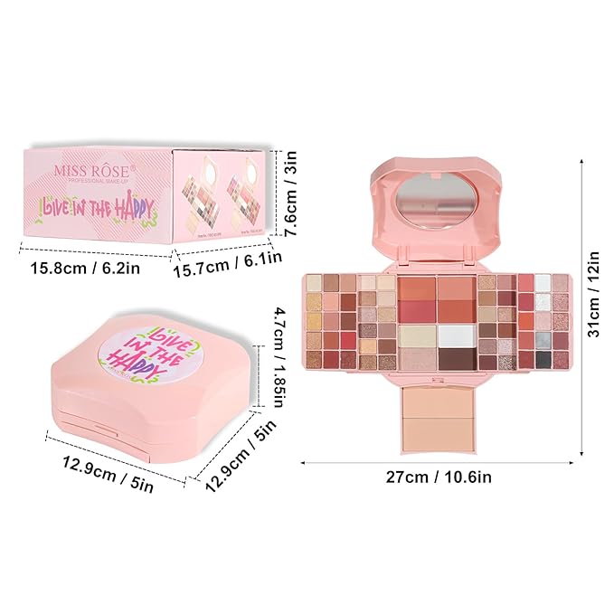 All In One Makeup Kit Matte Shimmer Eyeshadow Palette Professional Cosmetics Fashion Women Makeup Case Full Primer Set Present (B)