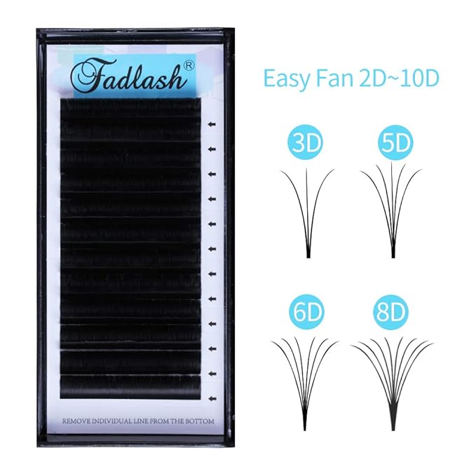Volume Lash Extensions, DD Curl 16mm Easy Fan Volume Lashes 0.07mm Rapid Blooming Eyelash Extensions 4D 5D 6D 7D 8D 10D Automatic Fan Eyelashes by FADLASH