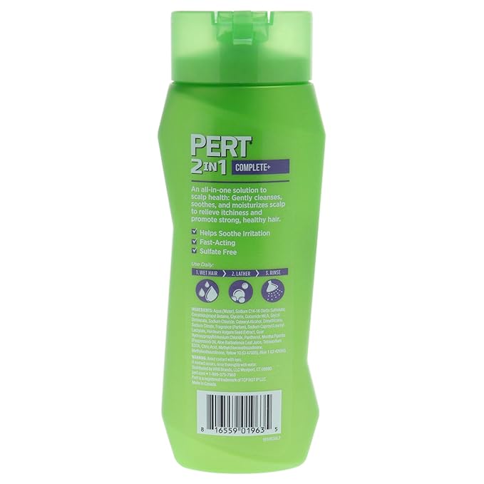Pert 2 in 1 Complete Plus Scalp Care Shampoo and Conditioner - Itchy Scalp Treatment - Sulfate Free Shampoo and Conditioner for Healthy Hair - 13.5 oz (Pack of 4)