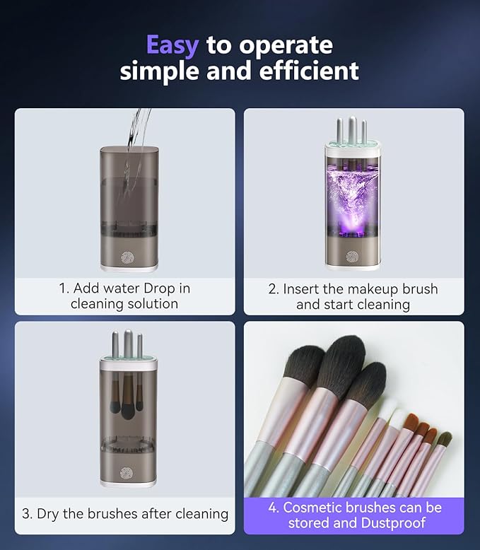 3.0 Upgrade Make Up Brush Cleaner Cosmetic【Industry NO.1-12x Cleaning Power】【SGS Certified - 0 Dust】 MakeupBrushes Cleaner Suitable for all Brush,Circuit Upgrade Make Up Brush Cleaner GRAY