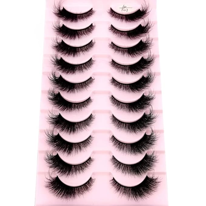 HBZGTLAD New 10 Pairs 3D Mink Lashes False Eyelashes Handmade Wispy Fluffy Long Lashes Natural Eye Makeup Tools Eye Lashes(6DF07)