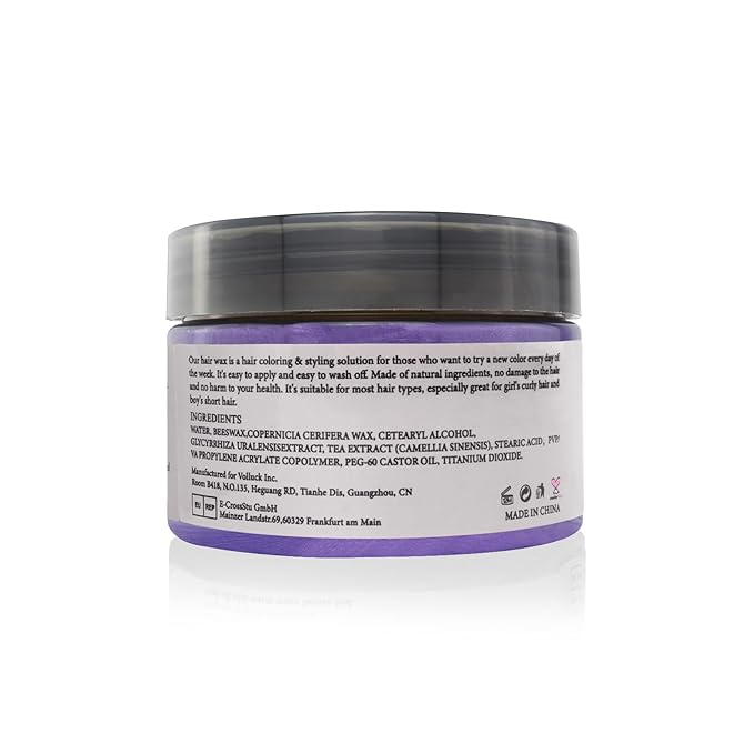 Purple Temporary Hair Dye Wax Natural Instant Hair Color Wax Pomades 4.23 oz,Hair Styling Clay for Party, Cosplay, Halloween,Christmas