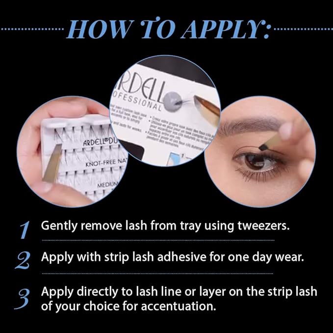 Ardell False Eyelashes Individual Lashes Trios Long Black - DIY Lash Clusters, Flared Volume, Strip Lashes Eyelash Extensions, 4 Pack