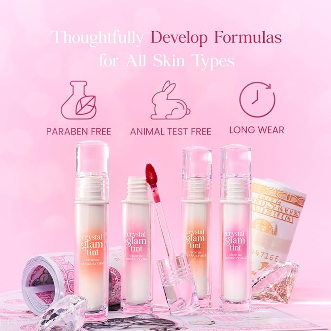 CLIO CRYSTAL GLAM TINT (013 KOSHORT PEARL CORAL), Glossy Finish, Lightweight, Buildable, Glass-Like, Smoothing, Long-Lasting, Vivid