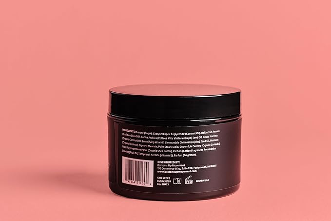 (BUM) Coffee Scrub - Exfoliating Sugar Body Polish, Hydrates, Moisturizes, Anti Cellulite & Stretchmark Treatment, with Organic Shea, Coconut Oil, Rosehip, Vitamin E, & Jojoba, Natural Deodorant, 8oz