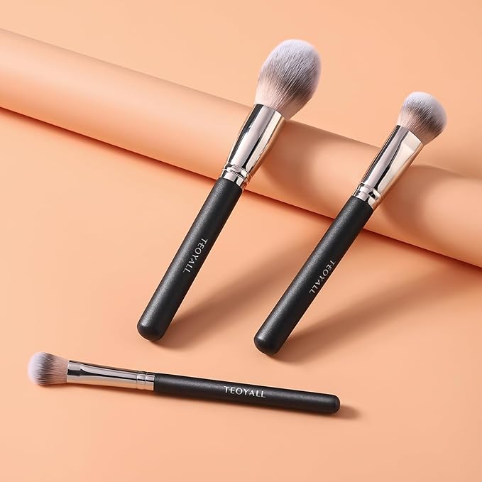 TEOYALL Domed Cheek Brush, Medium Precision Brush Head with Dense Synthetic Bristles for Contour Bronzer Blush with Loose Powder Cream