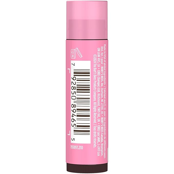Burts Bees Tinted Lip Balm Pink Blossom; 8 Hour Moisture; Provides a Hint of Color; Nourishing Shea Butter; 100% Natural Origin; 1 Tube; 0.15 Oz. (Package May Vary)