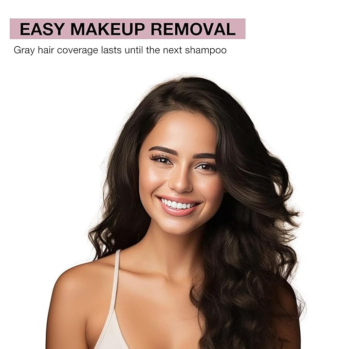 Hair Mascara for Gray Hair, 3 In 1 Hair Color Concealer Stick with Precision Applicator, Temporary Hairline Filler, Multi-Purpose Mascara for Eyebrow and Beard(Dark Brown)